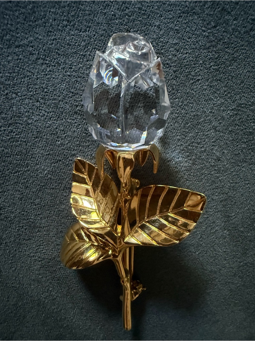 Swarovski Women Gold Tone Crystal Rose Flower Brooch Pin Statement Piece - Picture 10 of 15